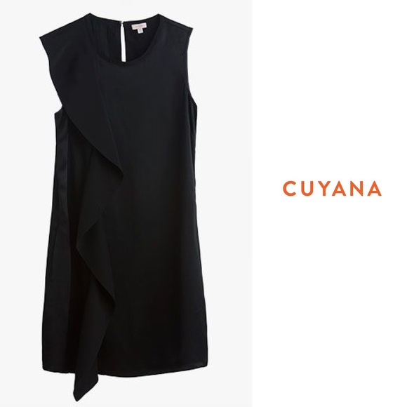 Cuyana Dresses & Skirts - Cuyana Black Silk Ruffle Dress XS